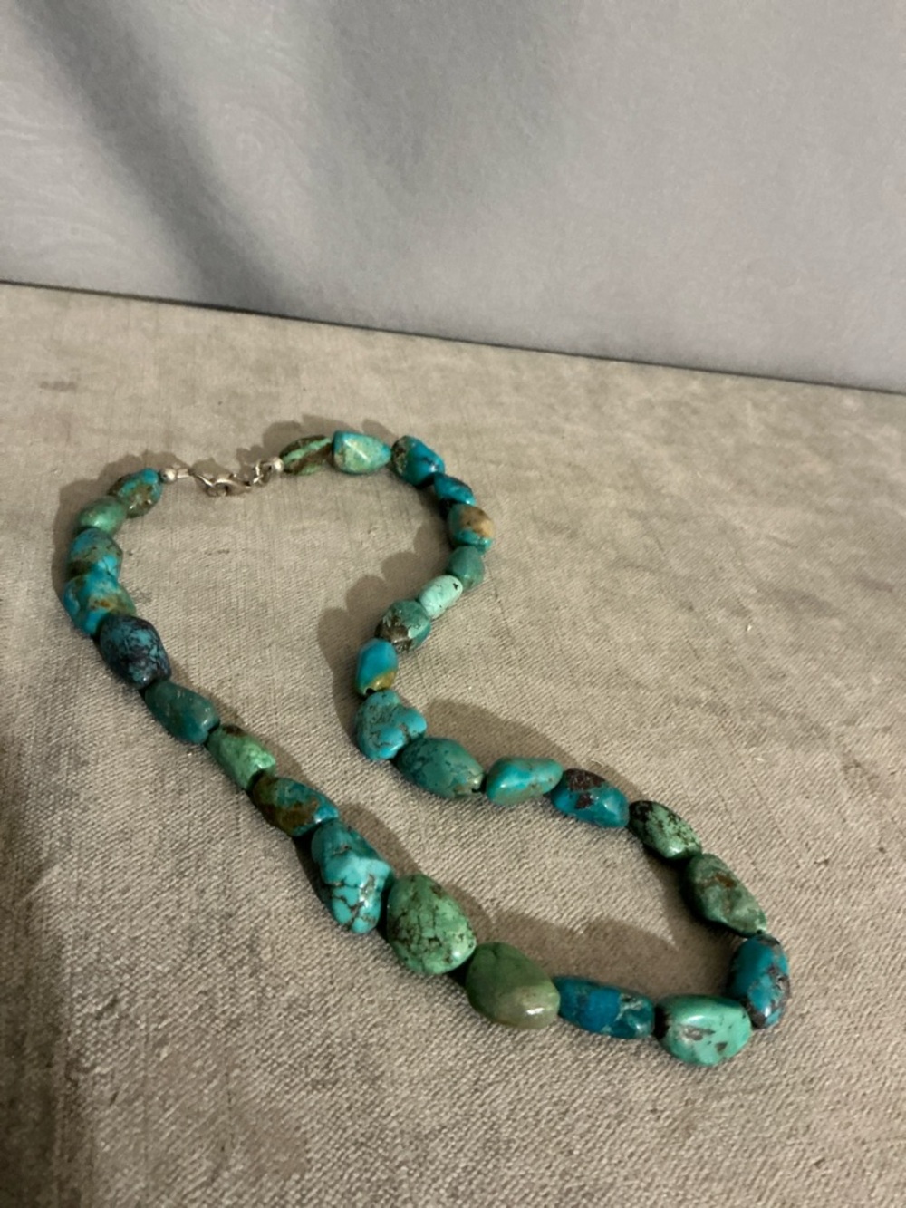 Vintage 925 Sterling Silver Turquoise Nugget Necklace